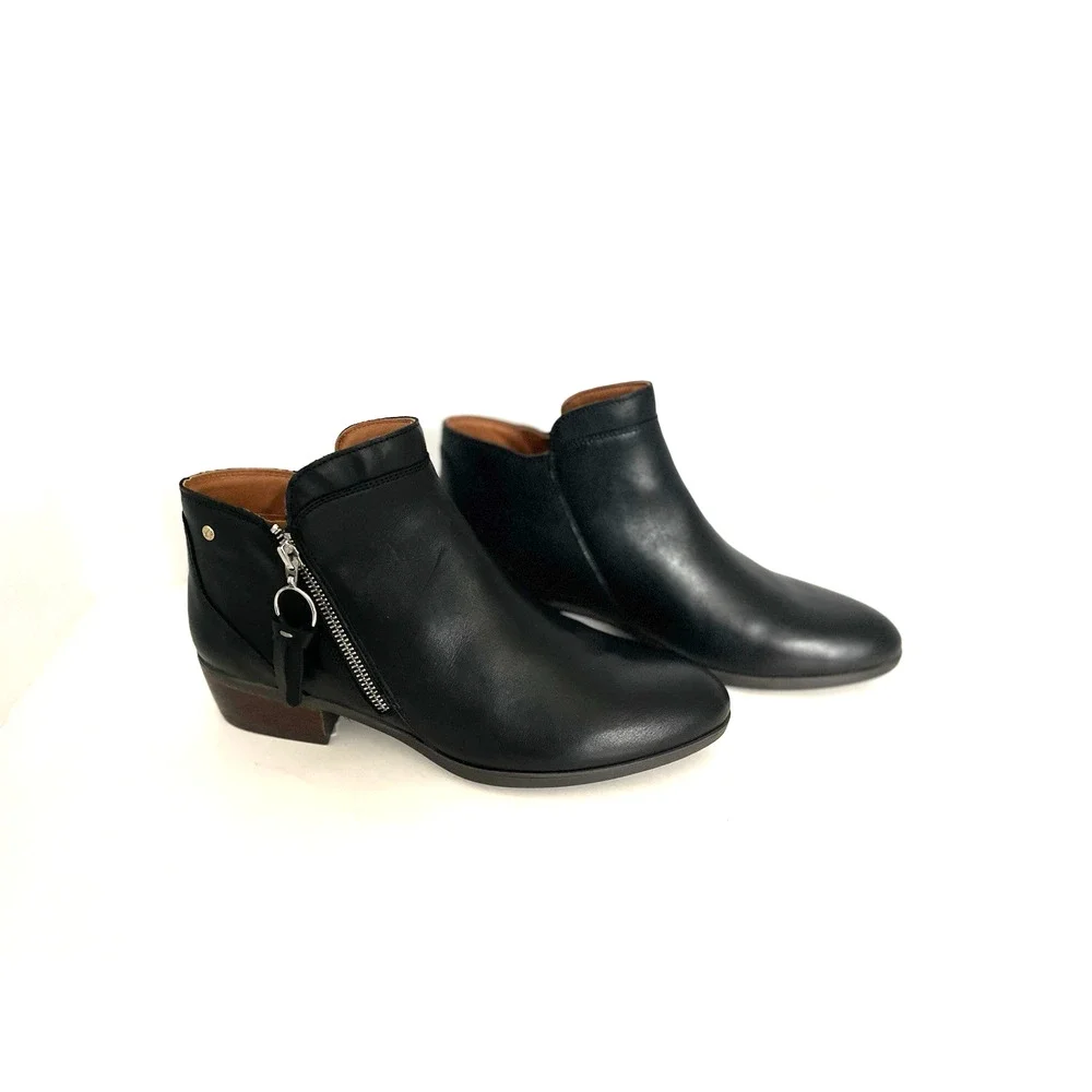 PIKOLINOS DAROCA BLACK LEATHER ANKLE BOOTS EURO SZ 42 US SZ 11, NEW WITHOUT BOX